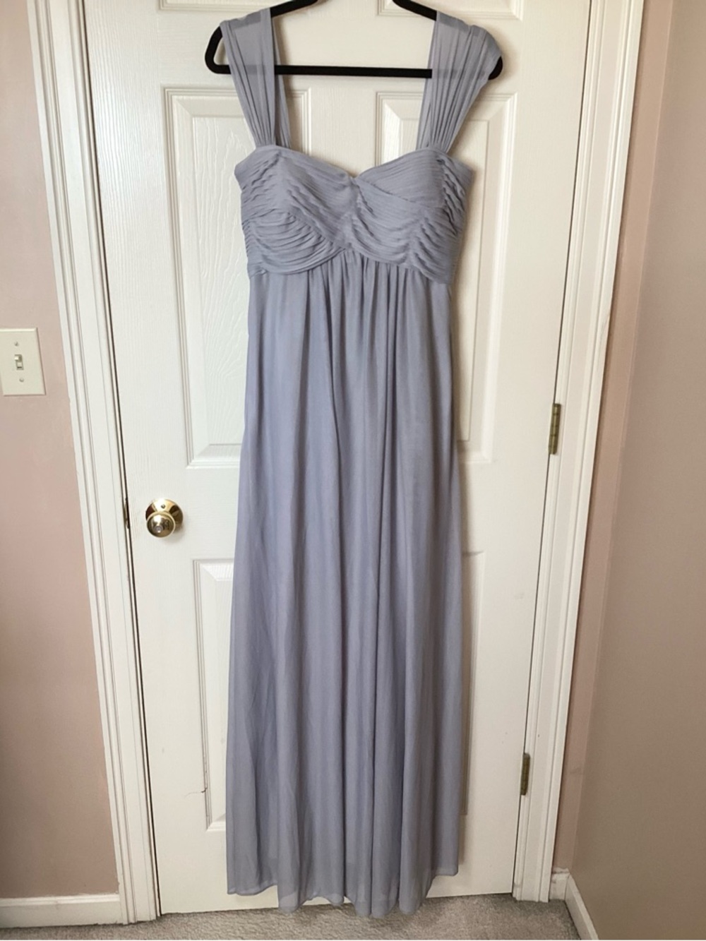 Birdy Grey Silver Pleated Chiffon Maxi Dress - Medium